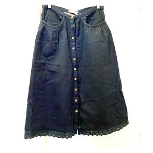 Beautiful cotton midi skirt small polka dots S